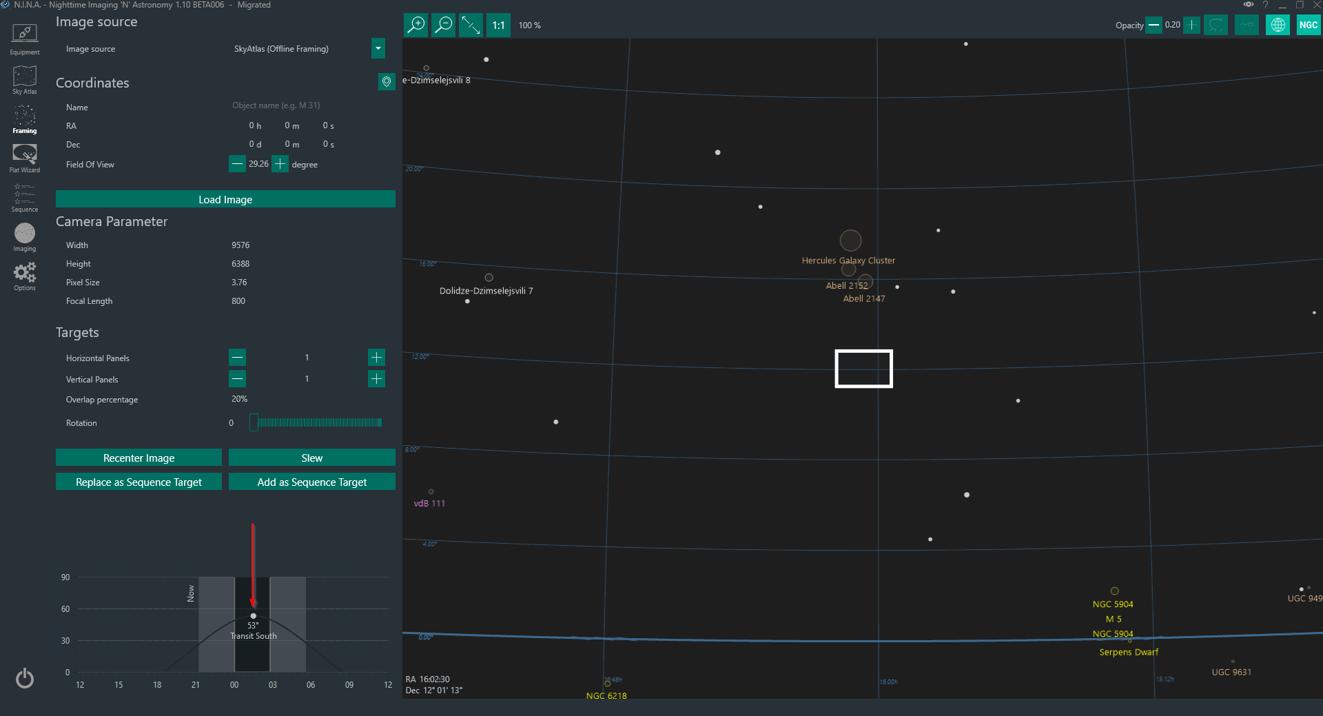 Sky Survey Coordinates and Altitude