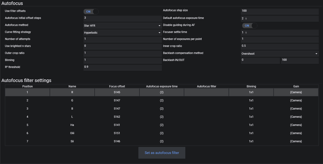 Autofocus options
