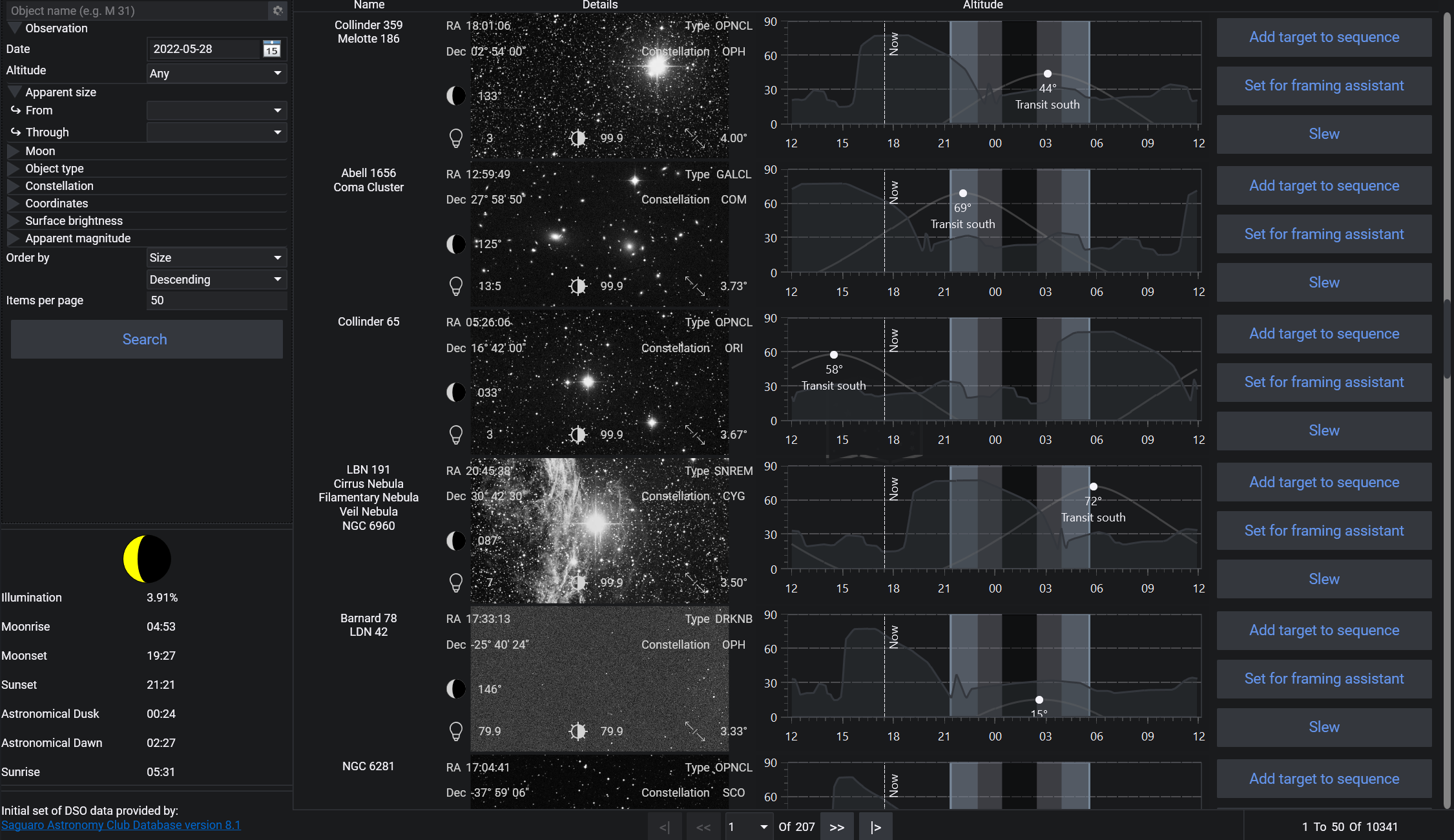 The SkyAtlas tab